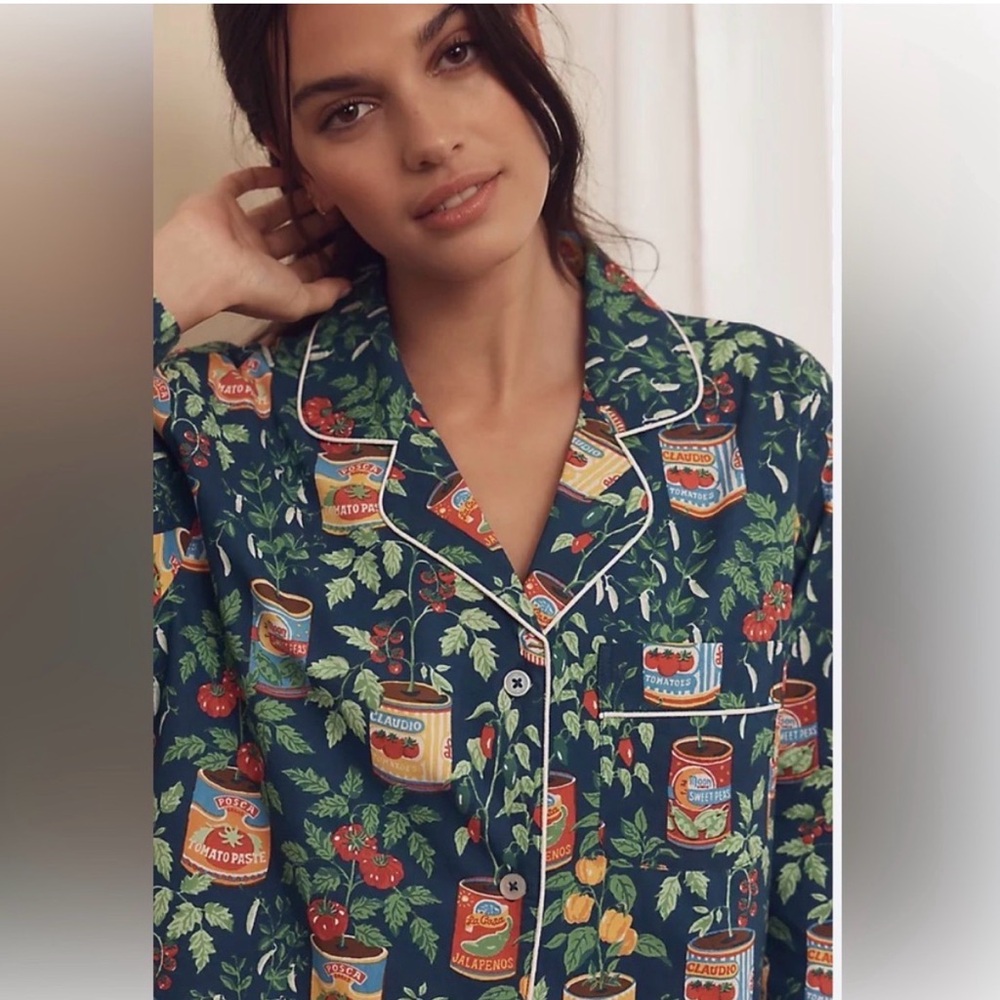 Printfresh x Anthropologie NWT Pajama Top S Tomato Print Organic Cotton - Picture 4 of 5